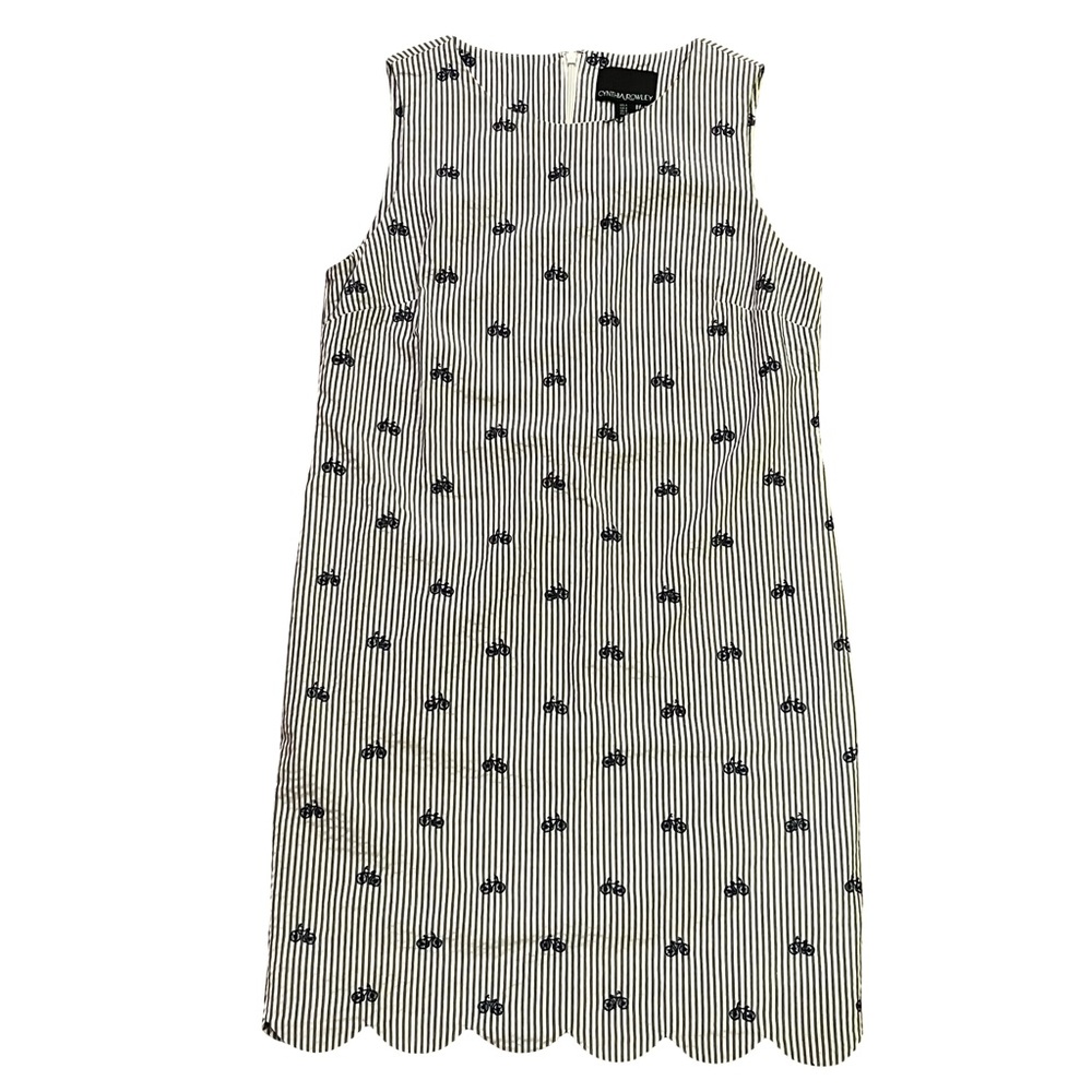 Cynthia Rowley Blue‎ and White Striped Mini Dress Bicycle Print, Women's Size 4